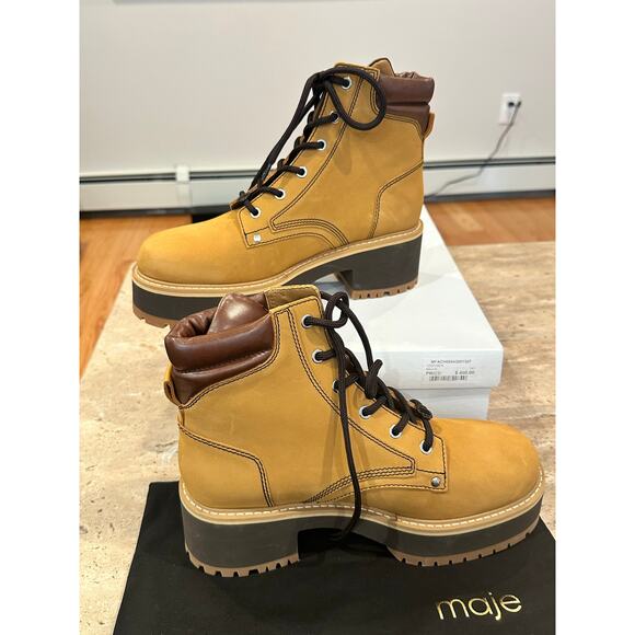 NEW Maje Brown Nubuck Combat Boots Brown size 41 - Picture 6 of 10